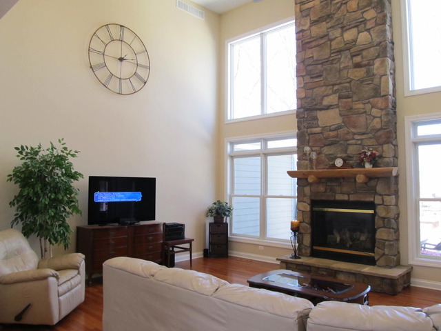 9398 Oak Ridge Drive Rochelle, IL 61068 - Photo 4 of 25 a living room with furniture a flat screen tv and a fireplace