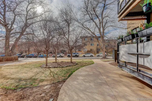 a front view of a building with street