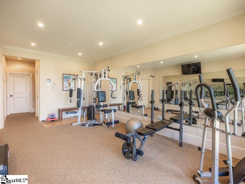 2921 North Pacolet Road Landrum, SC 29356 - Photo 39 of 50 Lower level gym located in the Guest Wing with Sauna and Steam Room, opens out to the putting green.
