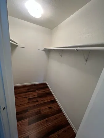 a view of a room with racks on the wall