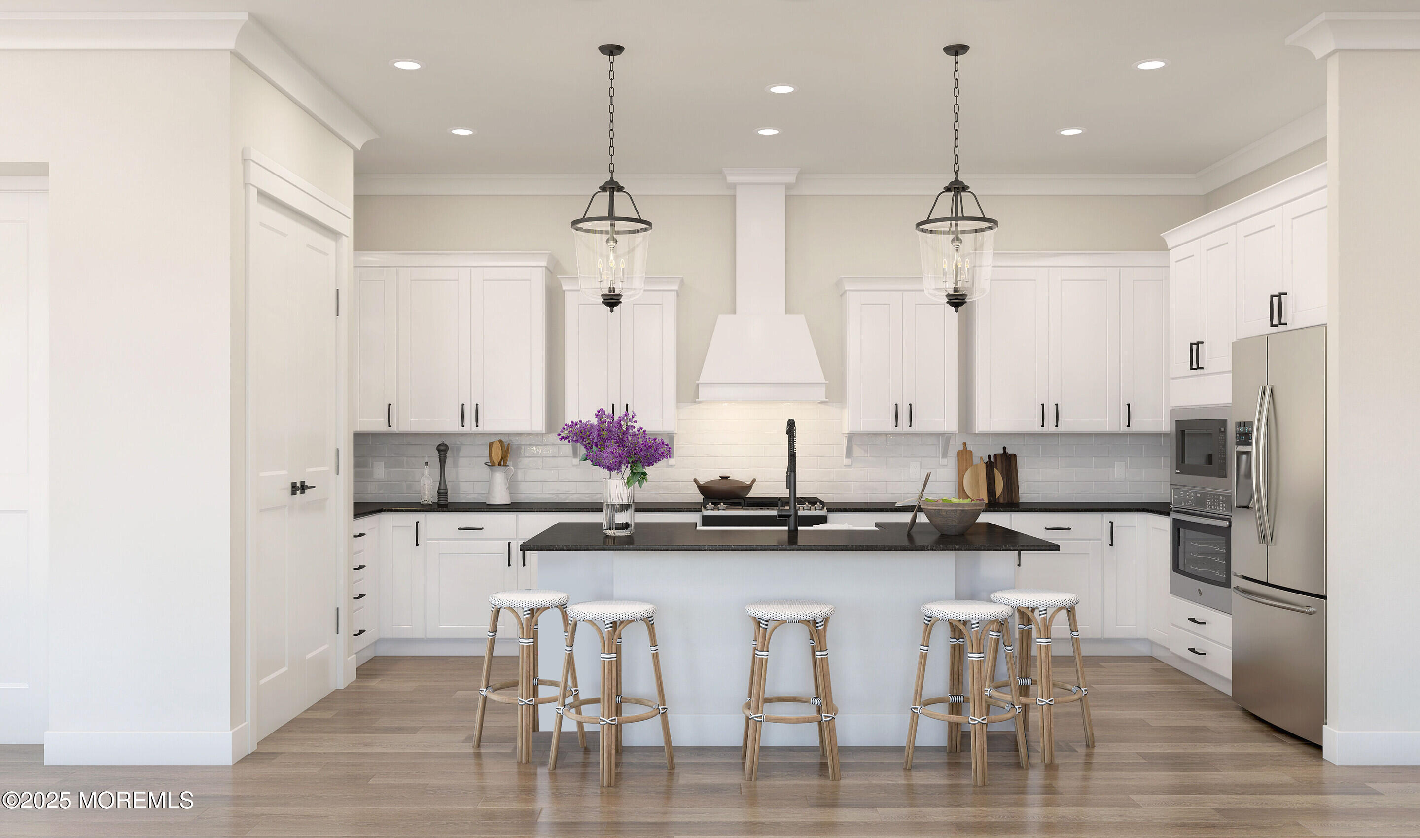176 Highway 33, Unit PALMERA Manalapan, NJ 07726 - Photo 20 of 45 a kitchen with kitchen island granite countertop a sink and refrigerator