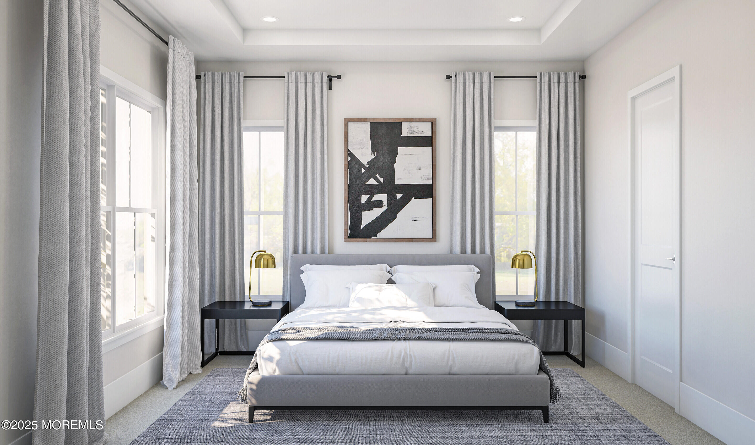 176 Highway 33, Unit PALMERA Manalapan, NJ 07726 - Photo 10 of 45 a spacious bedroom with a balcony a bed and a window