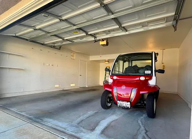 a view of a car in garage