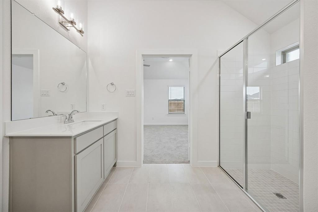 348 Yellowstar Lane Lavon, TX 75166 - Photo 21 of 39 a bathroom with a shower sink and mirror