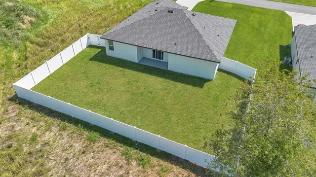 an aerial view of a house
