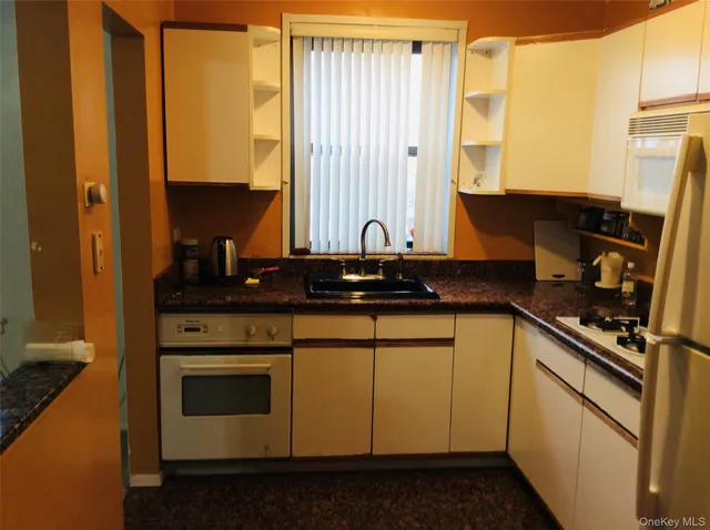 a kitchen with a sink a stove and a refrigerator