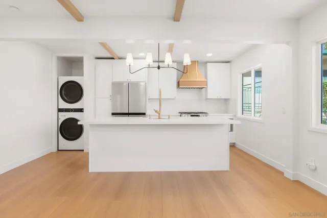 a view of kitchen and living room