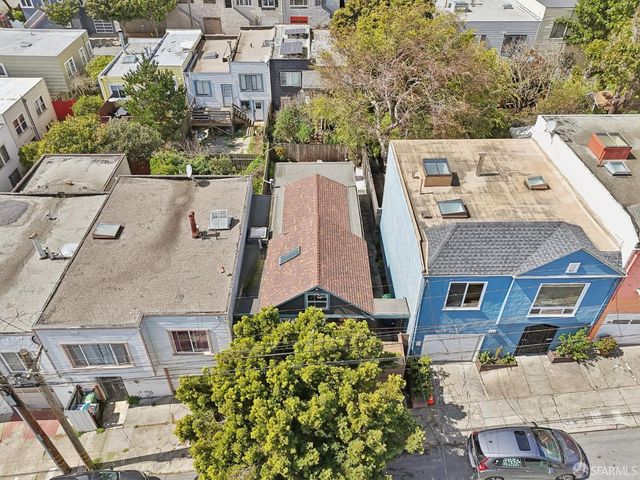an aerial view of a house