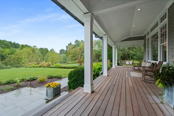 a view of outdoor space deck and lake view