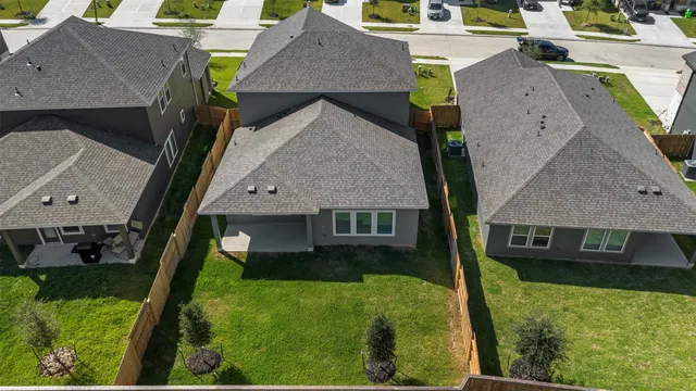 an aerial view of a house