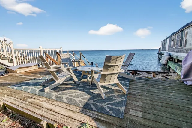 a view of a lake with a city