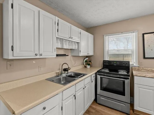 a kitchen with a stove and a sink