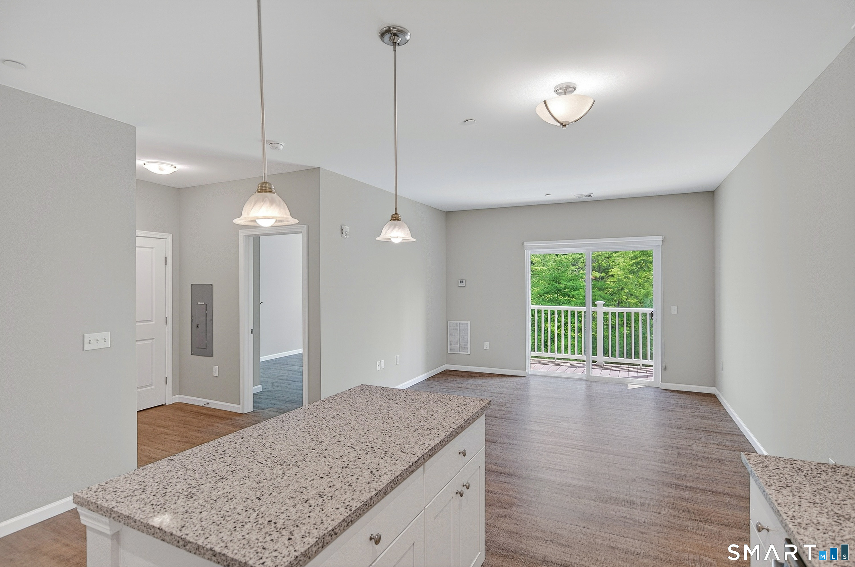 9 Covered Bridge Road, Unit 5103 Newtown, CT 06470 - Photo 9 of 27 The kitchen flows into the living room with a slider opening onto a private balcony.
