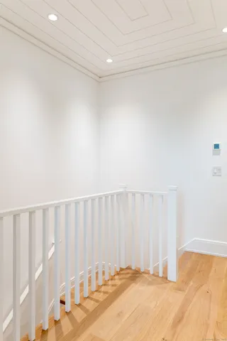 a view of a black and white wall