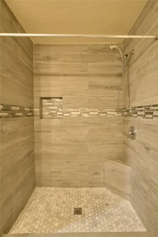 a bathroom with shower