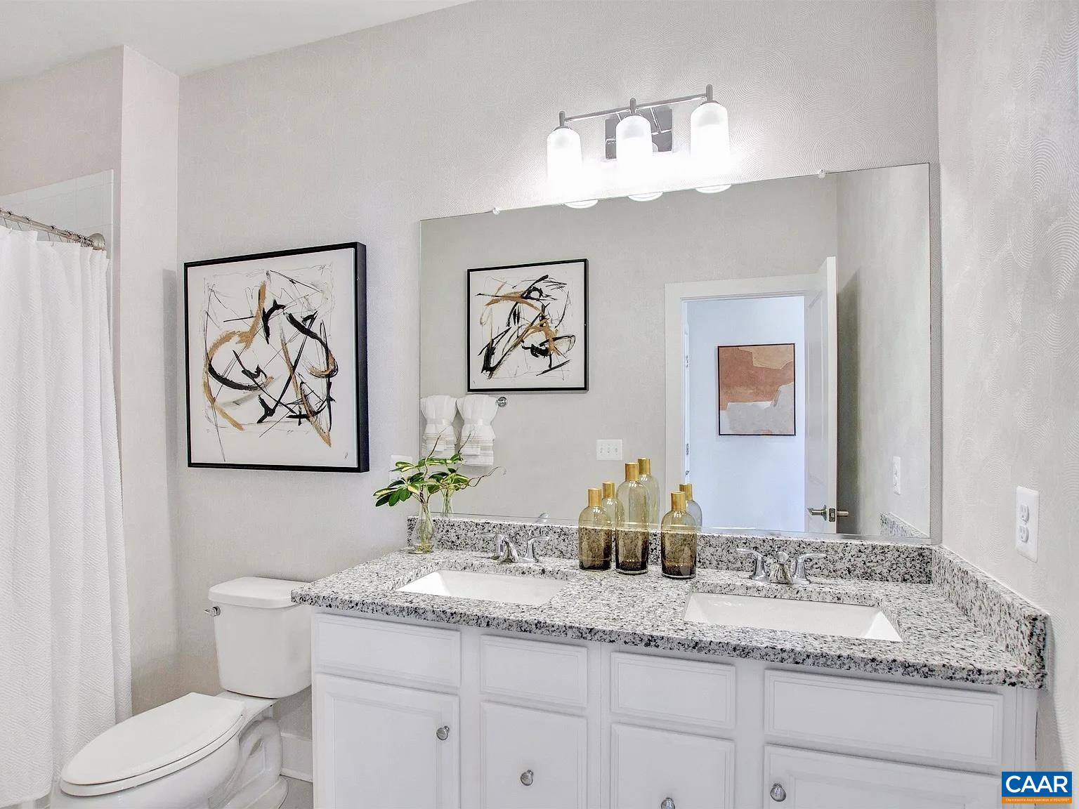 1906 Flora Court Charlottesville, VA 22911 - Photo 9 of 16 a bathroom with a granite countertop sink and a mirror