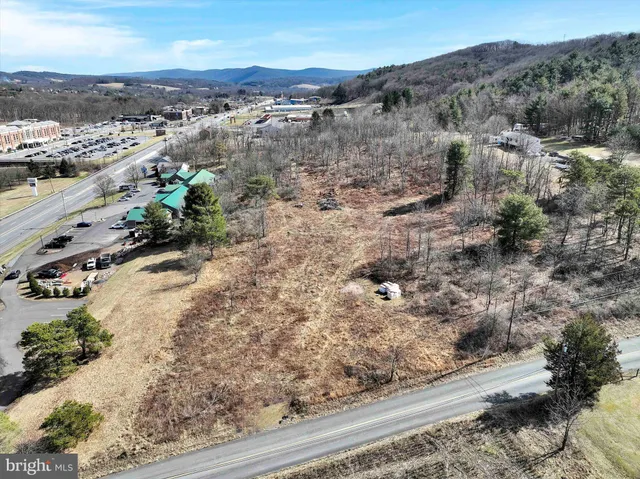 a view of a city with mountain
