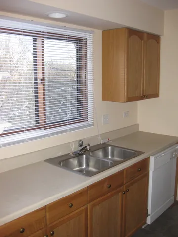 a kitchen with a sink and cabinets