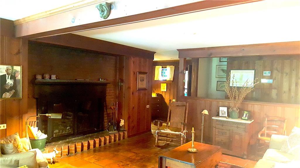 28 Newgate Road Pittsburgh, PA 15202 - Photo 5 of 24 Huge wood burning fireplace and mantle makes a great focal point for this living space.