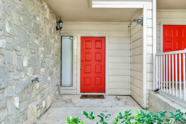 a view of a wooden door