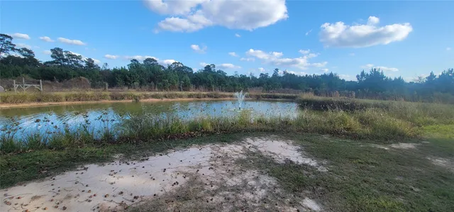 a view of field with trees in the background