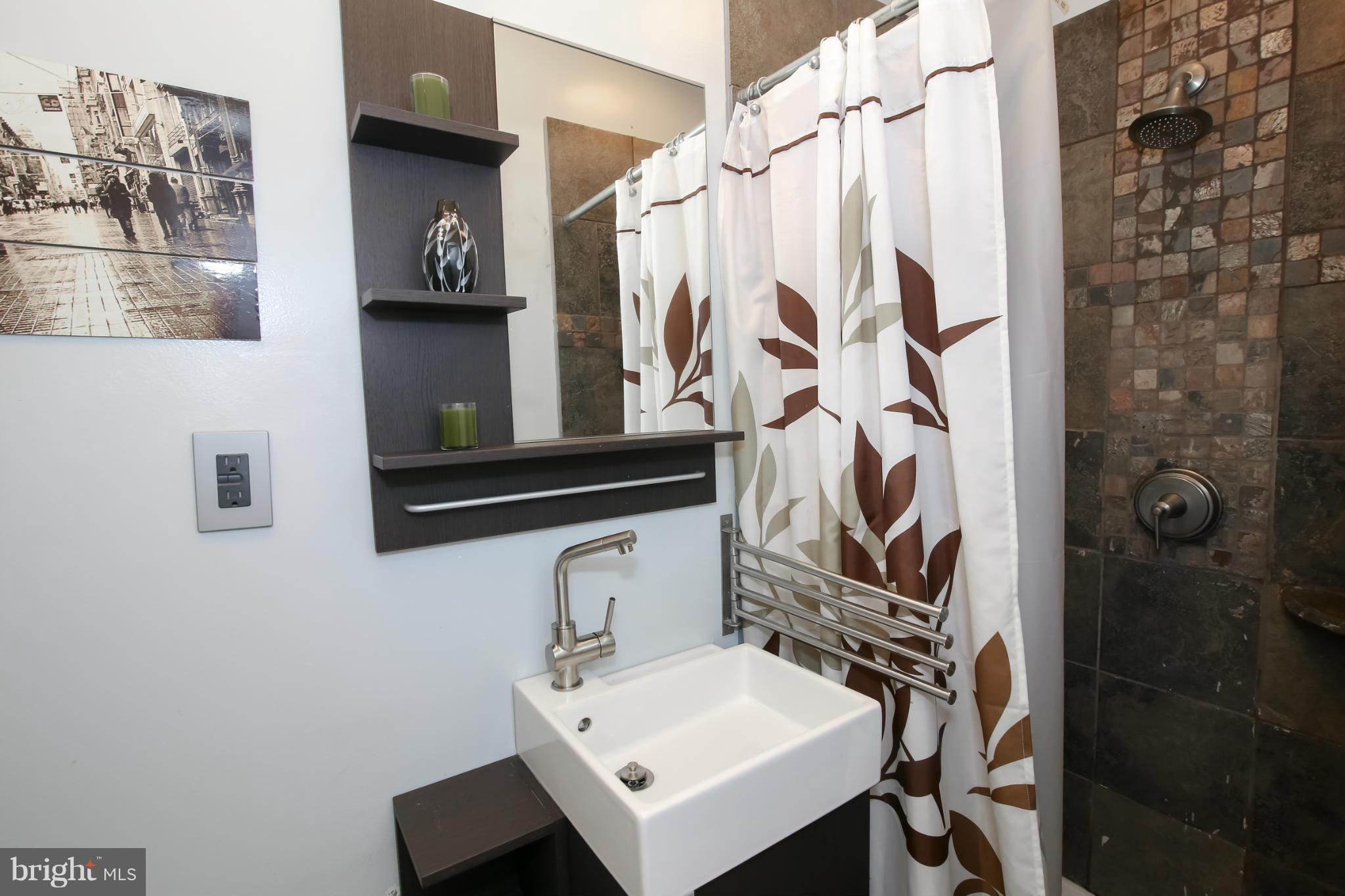 1608 4th Street Northwest Washington, DC 20001 - Photo 11 of 24 a bathroom with a sink and mirror with bathtub
