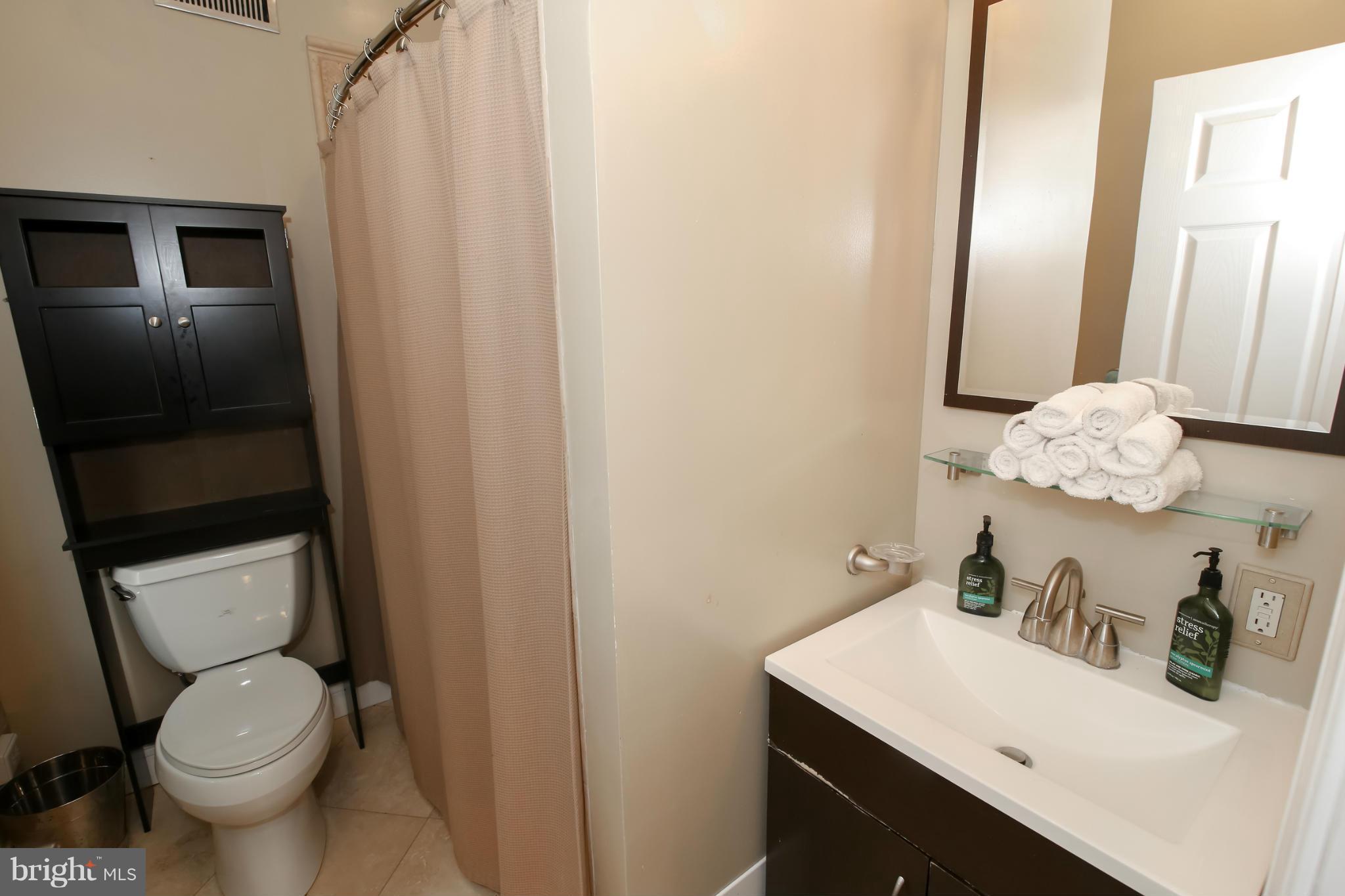 1608 4th Street Northwest Washington, DC 20001 - Photo 14 of 24 a bathroom with a sink a toilet and mirror
