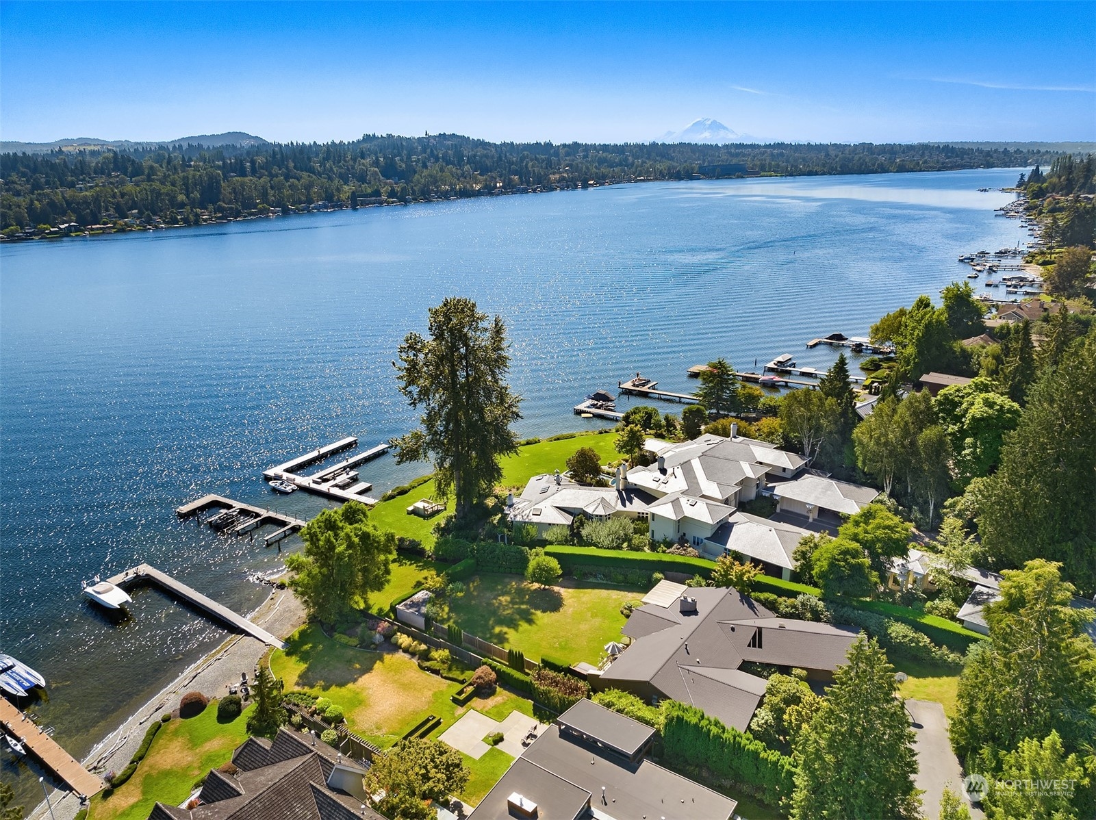 5300 Butterworth Road Mercer Island, WA 98040 - Photo 4 of 36 an aerial view of lake residential house with outdoor space and trees