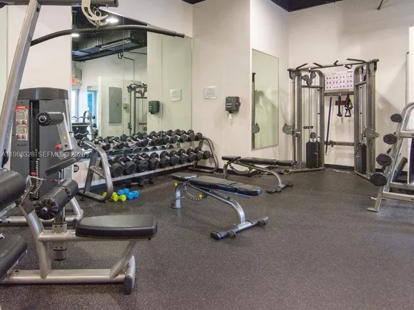 a room with gym equipment