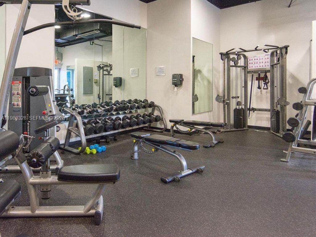 2001 Meridian Avenue, Unit 414 Miami Beach, FL 33139 - Photo 17 of 22 a room with gym equipment