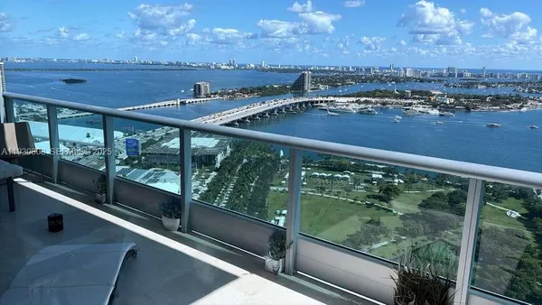 a view of a city from a balcony