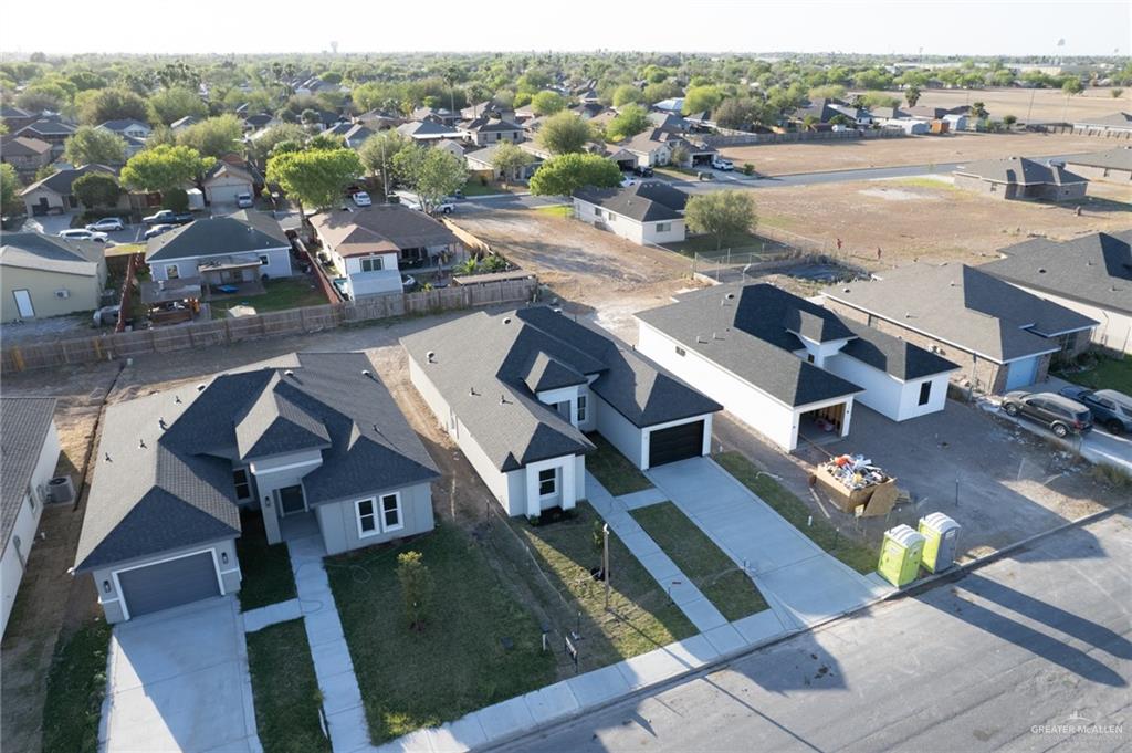 Aerial perspective of suburban area