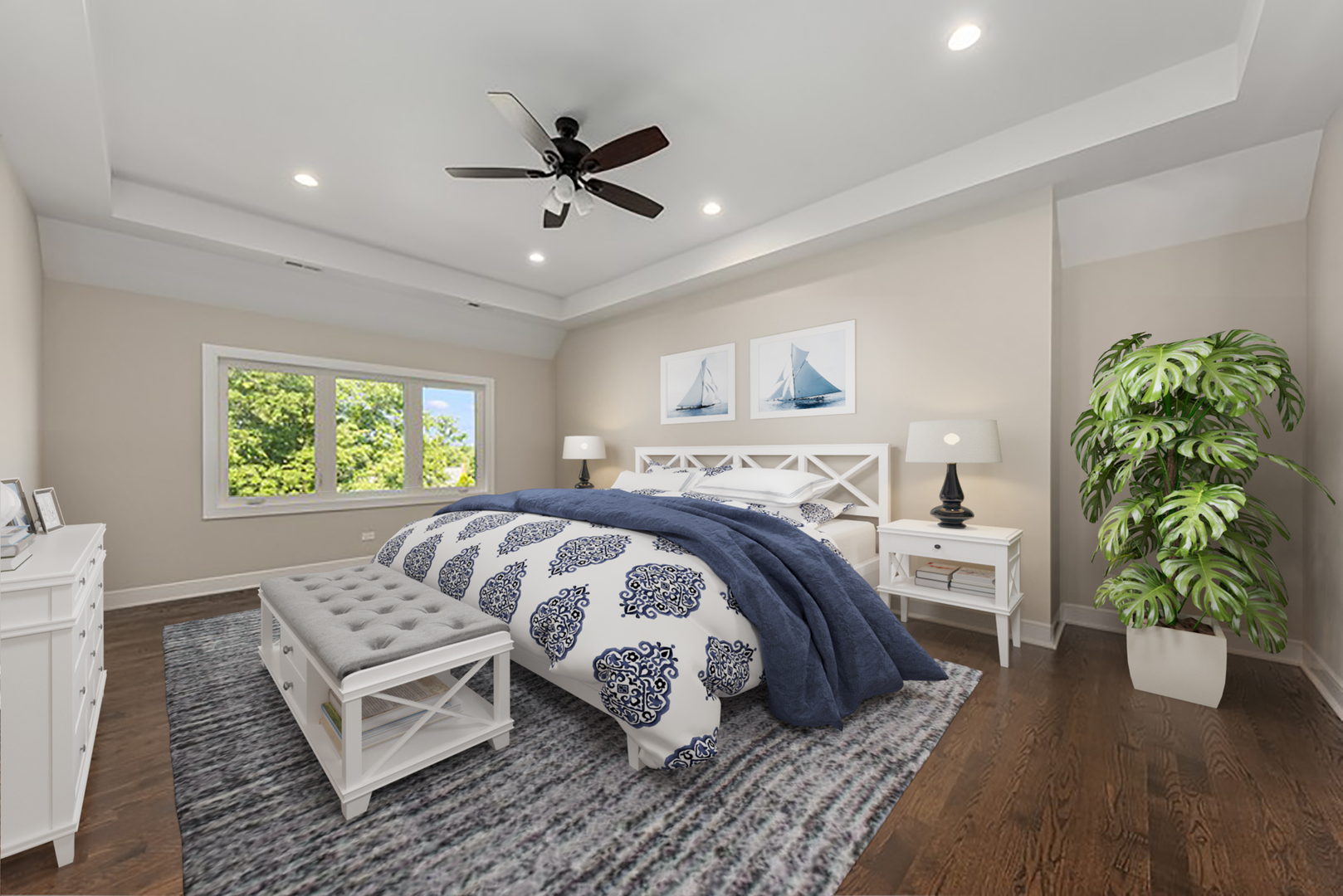 5700 Wolf Road Western Springs, IL 60558 - Photo 19 of 39 a bedroom with a large bed and a couch