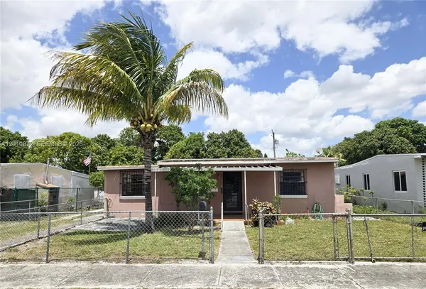 front view of a house with a patio