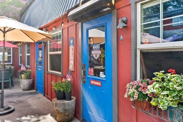 a potted plant sitting in front of a building