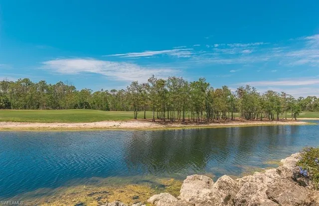 a view of a lake with a mountain