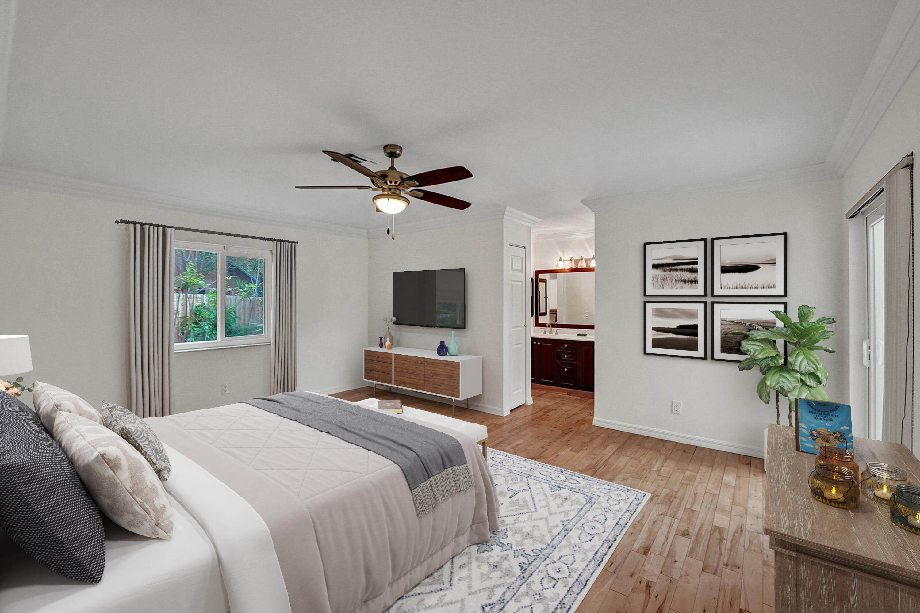 2941 Northwest 24th Way Boca Raton, FL 33431 - Photo 22 of 53 a bedroom with a large bed a flat tv screen and a dresser