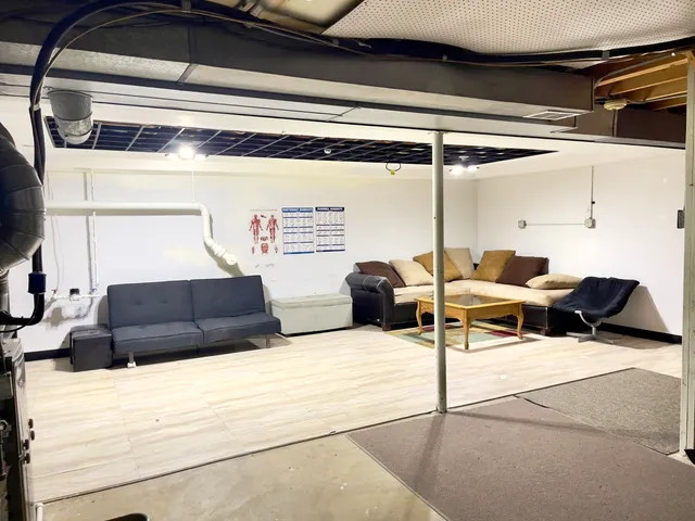 a living room with furniture