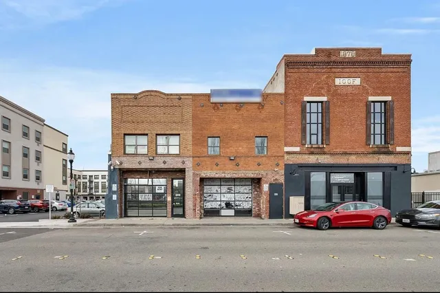 a front view of a building with street