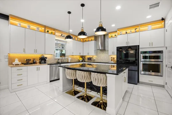 a living room with furniture