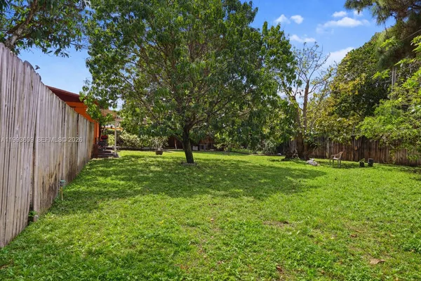 a view of a tree in a yard