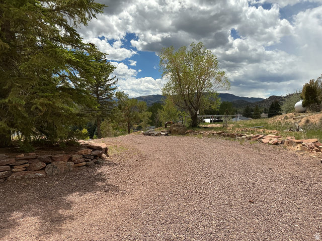550 State Line Road Manila, UT 84046 - Photo 36 of 41 Gravel driveway bordered by natural stone retaining walls and mature evergreen trees