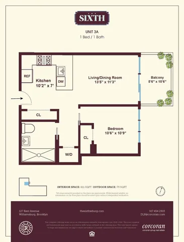 $1,175,000 | 127 Kent Avenue, Unit 3A | Williamsburg