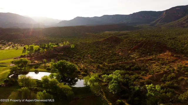 a view of a lush green hillside and houses
