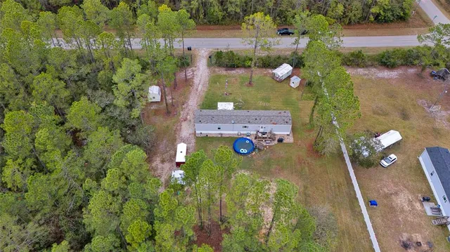 an aerial view of a house