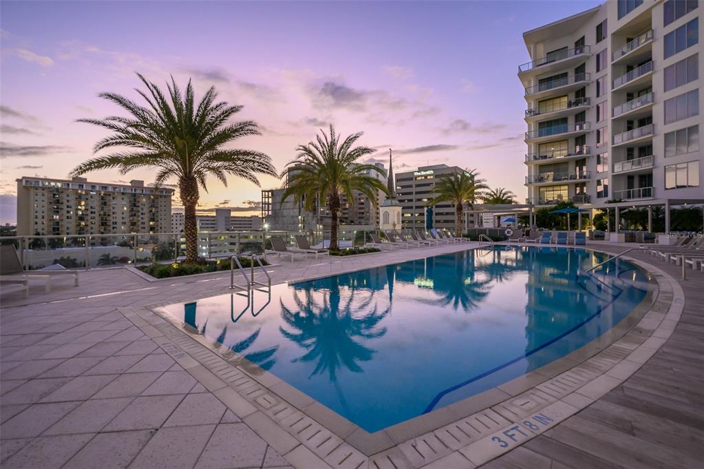 111 South Pineapple Avenue, Unit 1013 Sarasota, FL 34236 - Photo 37 of 62 a view of swimming pool with outdoor seating and plants
