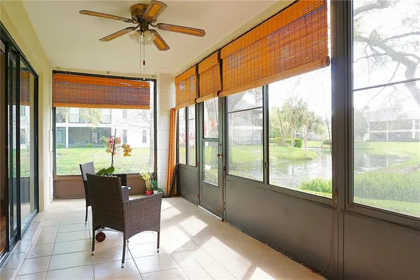 a view of balcony and chair