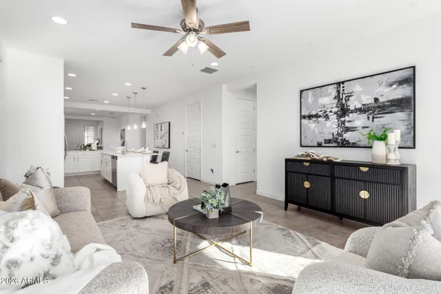 a living room with furniture