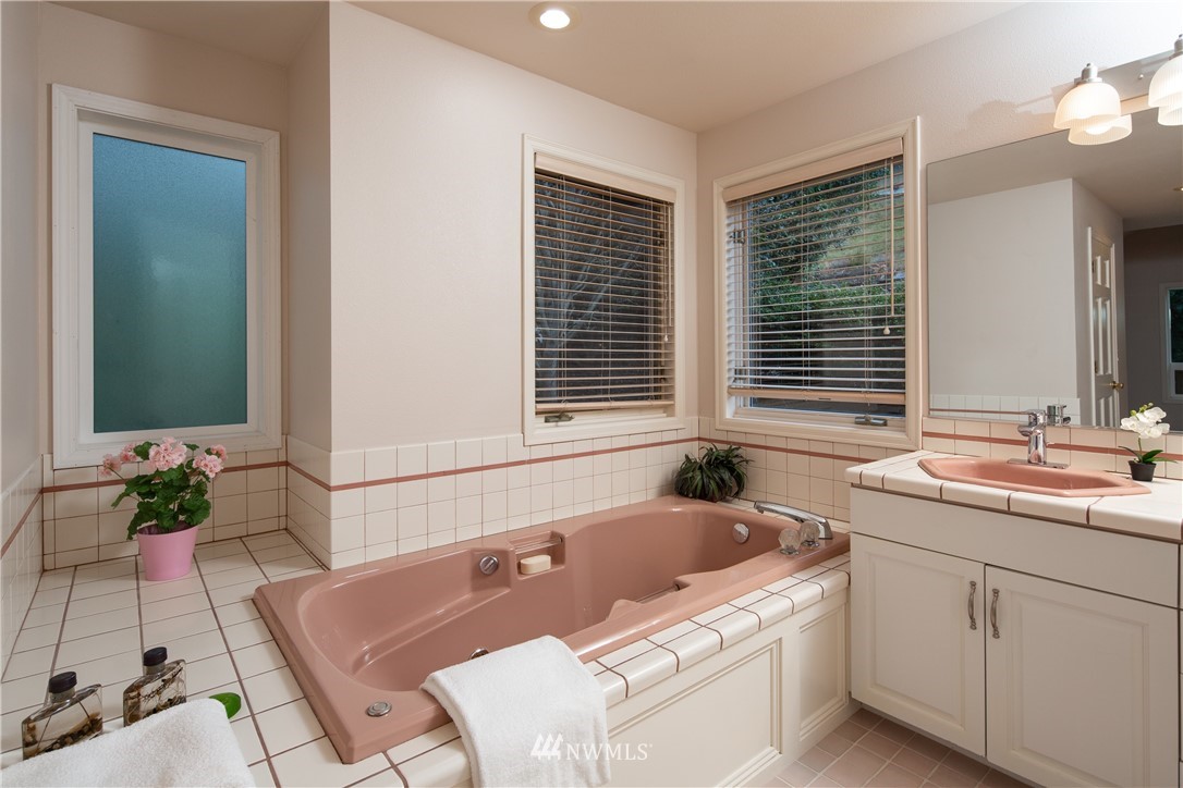 208 Sea Pines Road Bellingham, WA 98229 - Photo 24 of 34 a bathroom with a tub sink and mirror