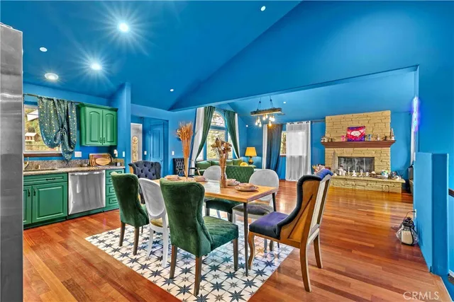 a view of a hallway with seating area